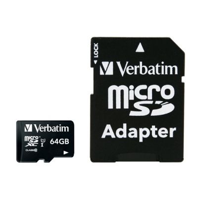 Mälukaart Secure Digital Verbatim MicroSDXC 64GB Class10 UHS1 + adapter