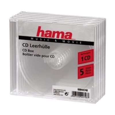 CD box for one transparent, pack (pack of 5 CD boxes)