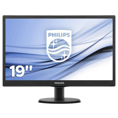 Monitor LED Philips 193V5LSB2/10, V-line, 18.5'' 1366x768@60Hz, 16:9, TN, 5ms, 200nits, Black, 3 Years, VESA100x100/VGA/