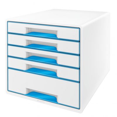 Sahtliboks 287x270x363mm 5-sahtliga Leitz WOW Desk Cube, läikiv, valge-sinine