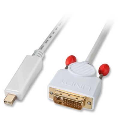 Kaabel Mini DisplayPort - DVI-D Dual Link kaabel 2.0m, valge (sign suund miniDP > DVI)