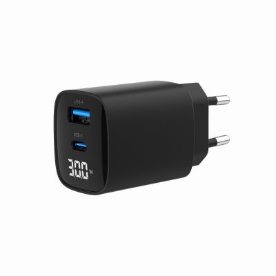USB-laadija seinapesasse Gembird 30W 2-port (1xUSB-A, 1xUSB-C), black/must, Quick Charge 3.0