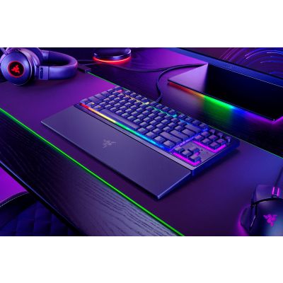 Razer Ornata V3 Tenkeyless, Low Profile Gaming Keyboard, US Layout, 8 Razer Chroma RGB Lighting Zones, Dedicated Media Keys, UV-coated ABS Keycaps, 1000 Hz Ultrapolling, Durable spill-resistant desig