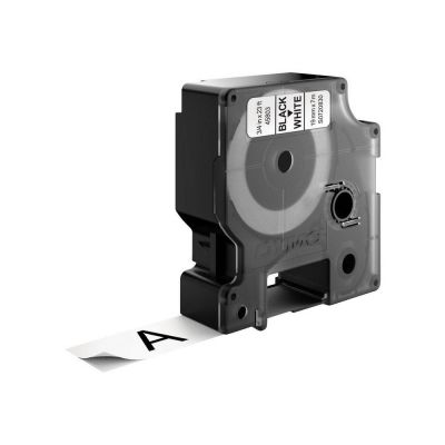 Kleepkirjalint Dymo 19mm x7m, Black/Whitel D1 Tape 45803 must/valgel