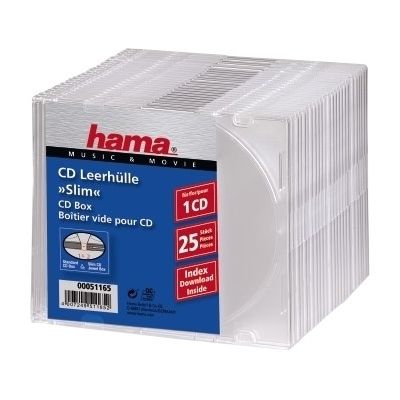 CD case thin for one, transparent Hama, pack (pack of 25 CD boxes)