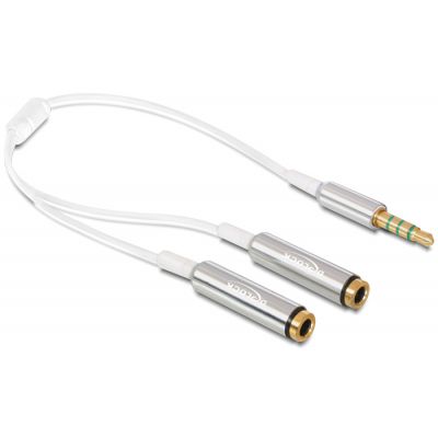 Adapter Audio Adapter (Headphone Splitter) 3.5mm 4-pin stereo jack (M) -> 2x 3.5mm 4-pin stereo jack (F) cable 0.25m white