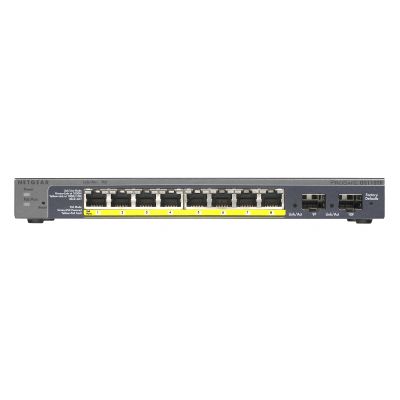 Netgear ProSafe Gigabit Smart Managed PRO Switch, 8x10/100/1000 RJ45 ports, 2 SFP ports, 8 PoE ports, 46W PoE budget, Desktop