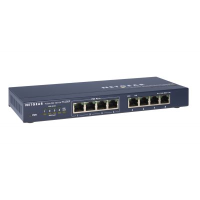 Switch NETGEAR FS108P (Desktop/Wallmount, Auto-uplink, Power over Ethernet (PoE))8 x 10/100Mbps