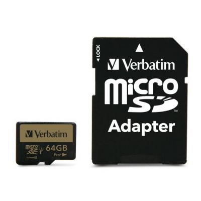 Mälukaart Secure Digital Verbatim MicroSDXC 64GB PRO+ Class 10 UHS-I U3 with adaptor (R 90MB/s, W 80MB/s)