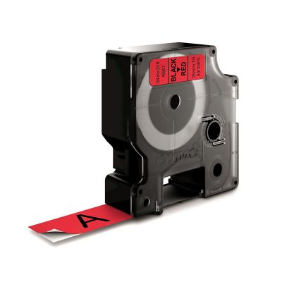 Kleepkirjalint Dymo 19mm x 7m Black/Redl D1 Tape 45807 must/punasel