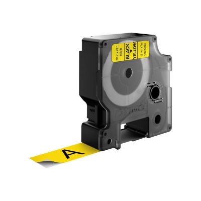 Kleepkirjalint Dymo 19mm x7m, Black/Yellow D1 Tape 45808 must/kollasel