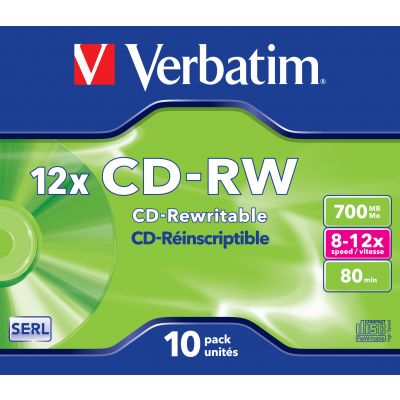 CD-RW Verbatim 700MB 80min 12x Jewel, HighSpeed, SERL Protection, 1 blank in standard box