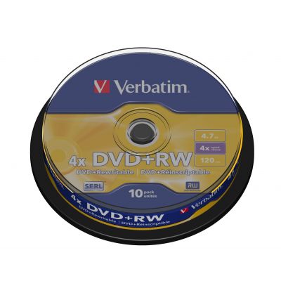 DVD+RW Verbatim 4,7GB 120min Cake 10, 10 toorikut tornis