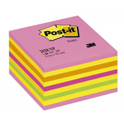 Märkmepaber iseliimuv POST-IT, 76x76mm, märkmekuup 450 lehte, kollased-roosad toonid