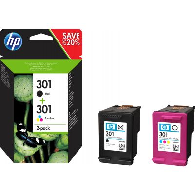 Tint HP N9J72AE No301 COMBO 2-PACK (Black small 190lk + Tri-Color  small 165lk) Deskjet 1050/2050/3050/3055 AIO