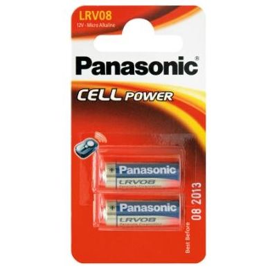 Patareid Panasonic LRV08/2B 2 patareid pakis (MN21, E23A, V23GA, K23A, A23BP, LR932) 12V 33mAh, h28.5mm diam10.3mm