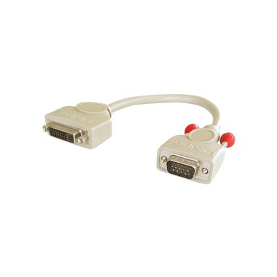 Adapter - üleminek VGA (M) - DVI-A (F) 20cm (sobib DVI-I sisendiga monitorile, analoogsignaal)