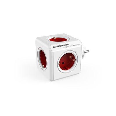 Junction box allocacoc PowerCube Original Red, 5 sockets, earthed