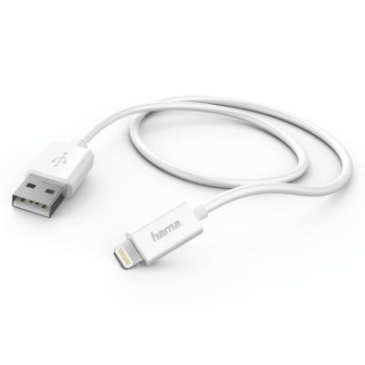 USB cable Lightning Hama Charge & Sync Cable 1.0m (USB-A -> Lightning) white / white for Apple iPod / iPhone / iPad, USB2.0 max 480Mbps 2.4A