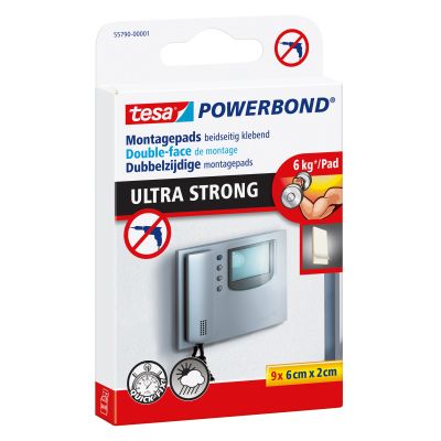 Kinnitusribad Tesa Powerbond Ultra Strong, 6x2cm, 9tk, kuni 6kg