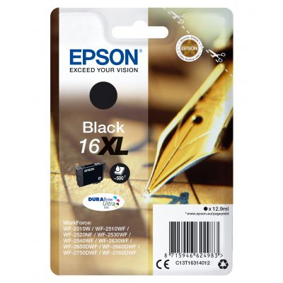 Tint Epson T163140 black/must 500lk 12,9ml No16XL WF2010/2510/2520/2530/2540/2630/2650