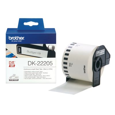Adhesive tape Brother DK22205, running paper tape 62mm x 30.48m, white thermal paper