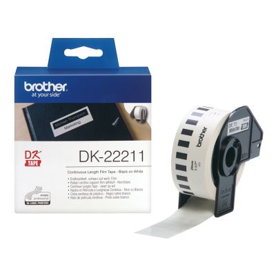 Adhesive tape Brother DK22211, running film tape 29mm x 15.24m, white film