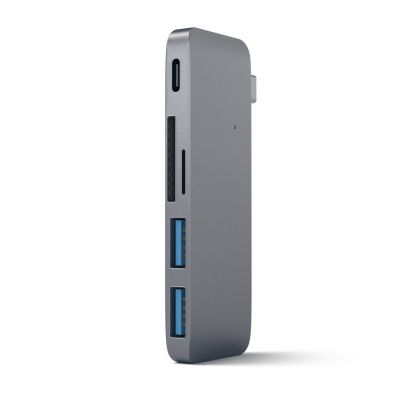 SATECHI Type-C Pass-Through USB Hub with USB-C Charging Port Space Gray