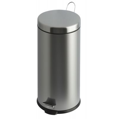 Trash can with pedal 30L / plastic content / MAT RVS matt stainless, K-64cm, D-29.2cm