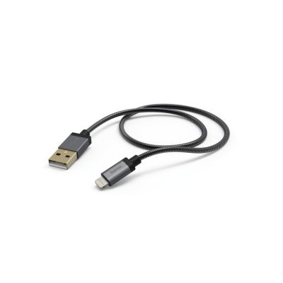 Kaabel Lightning Hama Metal Charge & Data Sync Cable 1.5m USB-A tumehall, USB2.0 480Mbps 2.4A 5V