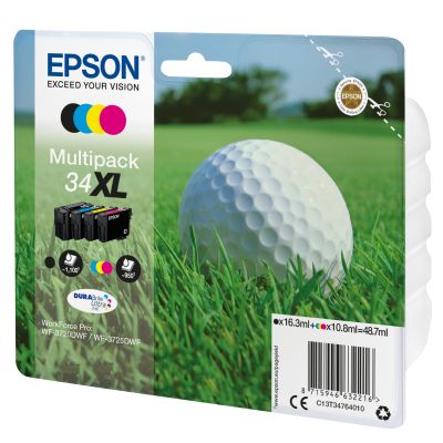 Epson Ink set T3476, 34XL Original Black, Cyan, Magenta, Yellow C13T34764010