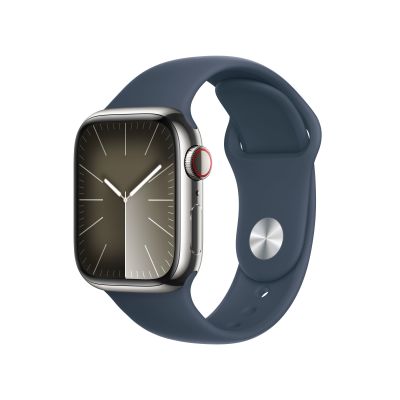 Apple Watch 9 Cellular 41mm Silver Sts/Storm Blue Sport Band S/M