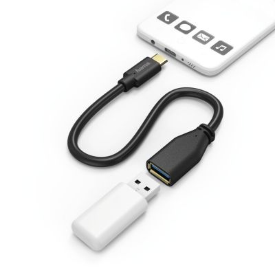Adapterkaabel Hama USB-C Adapter Cable, OTG, USB Type-C pistik - USB3.0 A pesa, kullatud kontaktid, 0.15m, topeltvarjestus