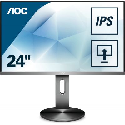 AOC I2490PXQU / BT - LED monitor - 23.8'' - 1920 x 1080 Full HD (1080p) - IPS - 250 cd / m - 1000:1 - 4 ms - HDMI, VGA, DisplayPort - speakers