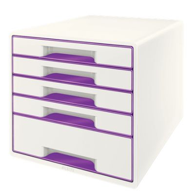 Drawer box 287x270x363mm with 5 drawers Leitz WOW Desk Cube, glossy, white-purple