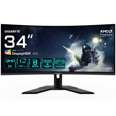 Gigabyte G34WQCP EK | 34 " | VA | 180 Hz | 1 ms | 3440 x 1440 pixels | 350 cd/m | HDMI ports quantity 2