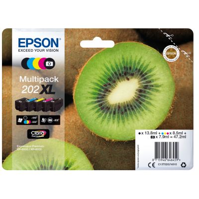 Tint Epson 202XL 5-color värvikomplekt 13.8ml must, 8.5ml CMY, 7.9ml PhotoBlack, XP-6000/6005/6100/6105