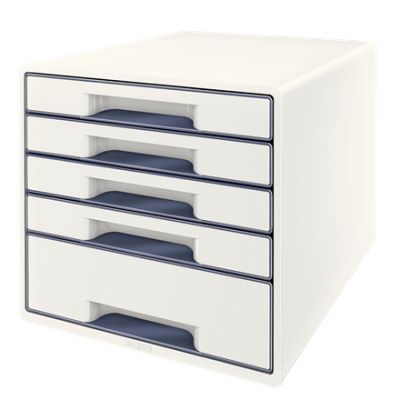 Drawer box 287x270x363mm with 5 drawers Leitz WOW Desk Cube, glossy, white-grey
