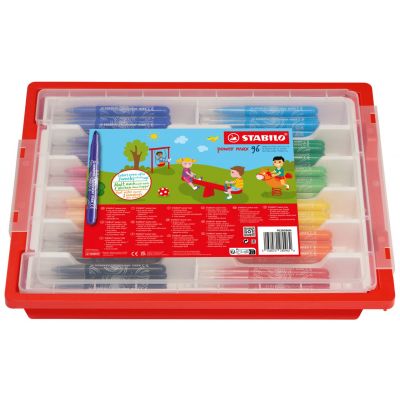 Fibre-tip pen Stabilo Power Max, XL-tip 3mm, 12 colours x 8 pcs in plastic box