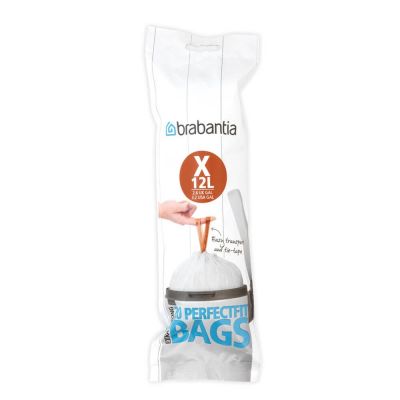 Garbage bags Brabantia X 10-12L, 11 67 28 (20 bags per roll) for 12L and BO bin, K-49.0cm, L-35.5cm / White, white / 1 roll