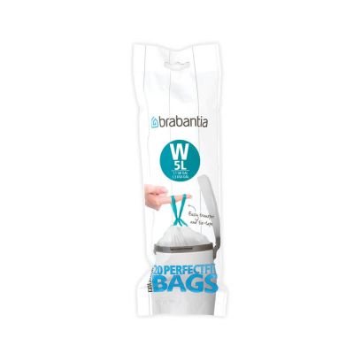 Garbage bags Brabantia W 5L, 11 66 81 (20 bags in a roll) for a 5L bin; H-34.0cm, L-29.5cm / White
