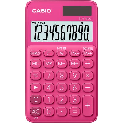 Pocket calculator Casio SL-310UC Red / red - 10 places, standard and solar battery, 50gr, 8x70x118mm, case included, Casio logic