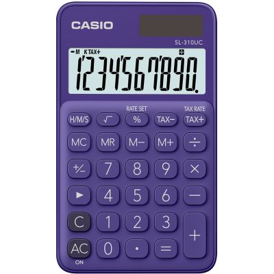 Pocket calculator Casio SL-310UC Purple / purple - 10 places, standard and solar battery, 50gr, 8x70x118mm, case included, Casio logic