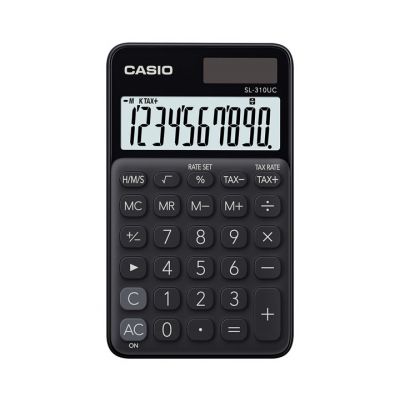 Pocket calculator Casio SL-310UC Black / black - 10 places, standard and solar battery, 50gr, 8x70x118mm, included case, Casio logic