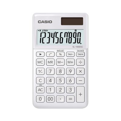 Casio Stylish Portable Calculator SL-1000SC-WE White - 55gr, 9x71x120mm