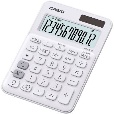 Desktop calculator Casio MS-20UC-White - 12 places, standard and solar battery, 110gr, 23x106x150mm, Casio logic