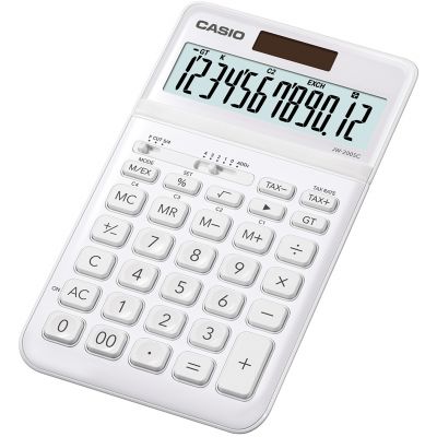 Lauakalkulaator Casio JW-200SC-WE White(valge) metall 12-kohaline, tava- ja päikesepatarei, 184x109x11mm, Casio loogika, LR1130