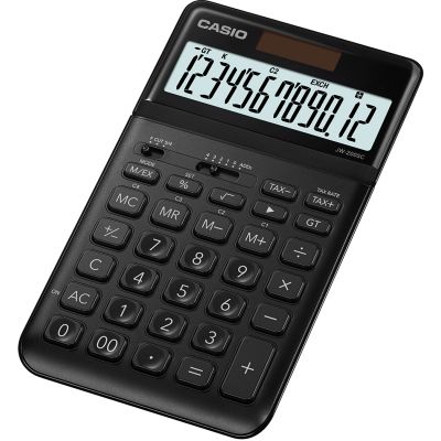 Lauakalkulaator Casio JW-200SC Black/must metall 12-kohaline kallutatav ekraan, tava- ja päikesepatarei, 184x109x11mm, Casio loogika, LR1130