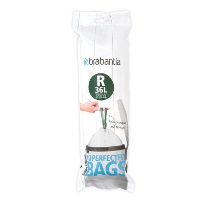 Garbage bags Brabantia R 36L, 11 56 22 (10 bags per roll) for BO bin, K-62.0cm, L-69.4cm / White, white / 1 roll