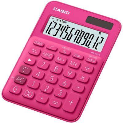 Desktop calculator Casio MS-20UC-Red - 12 places, standard and solar battery, 110gr, 23x106x150mm, Casio logic